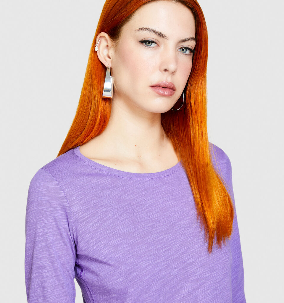 Solid color t-shirt - women's long sleeve t-shirts - Lilac | Sisley image number 5